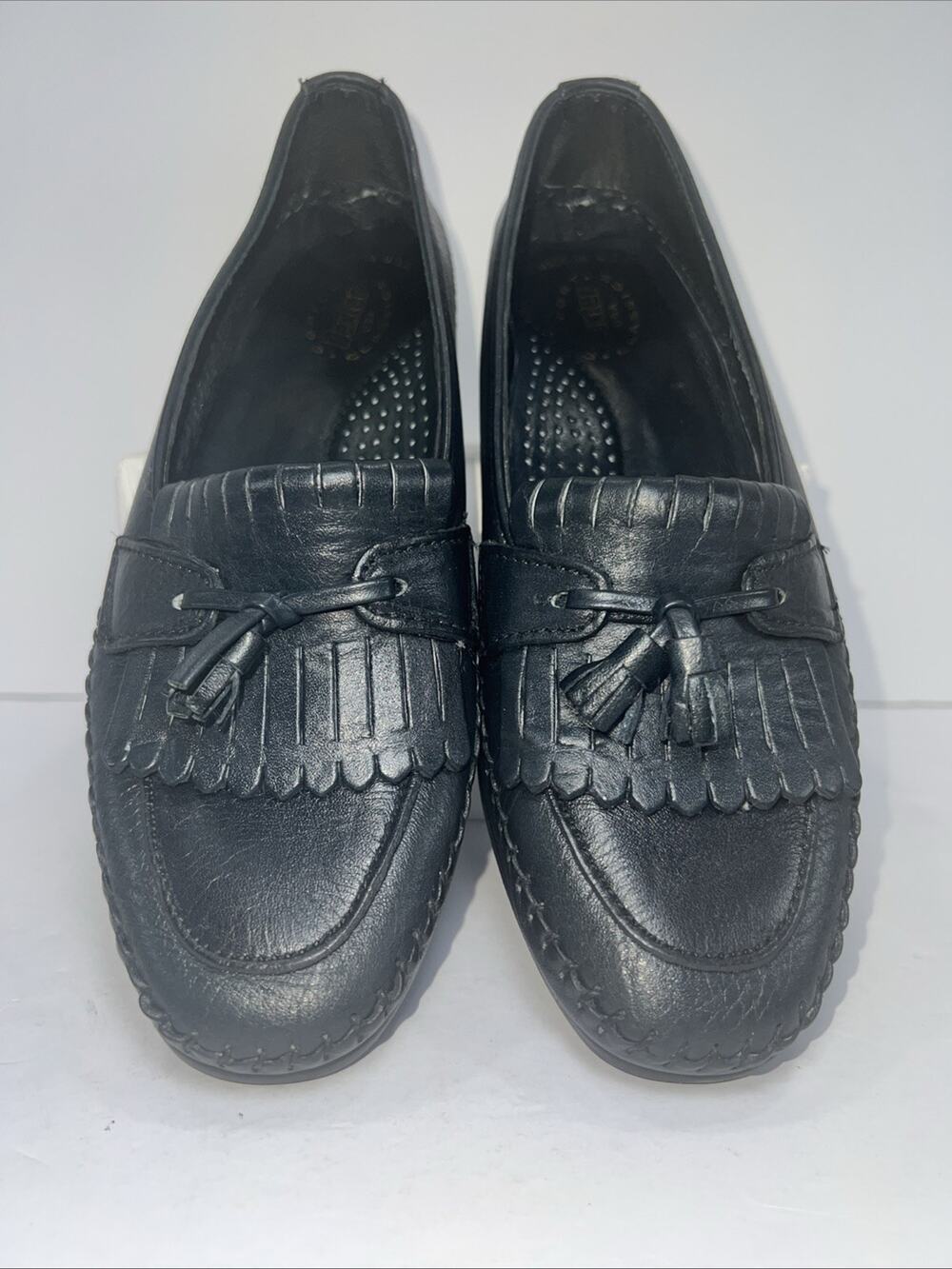 Dexter Navy Blue Leather Slip On Loafer Kiltie Tassel Comfort Womens Size 7.5 M